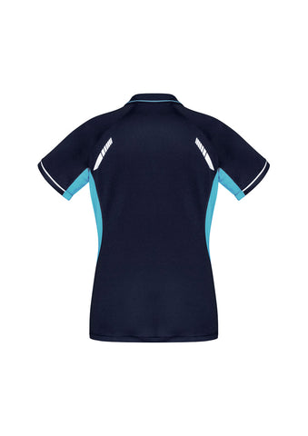 Renegade Womens Short Sleeve Polo Navy/Sky/Silver back view