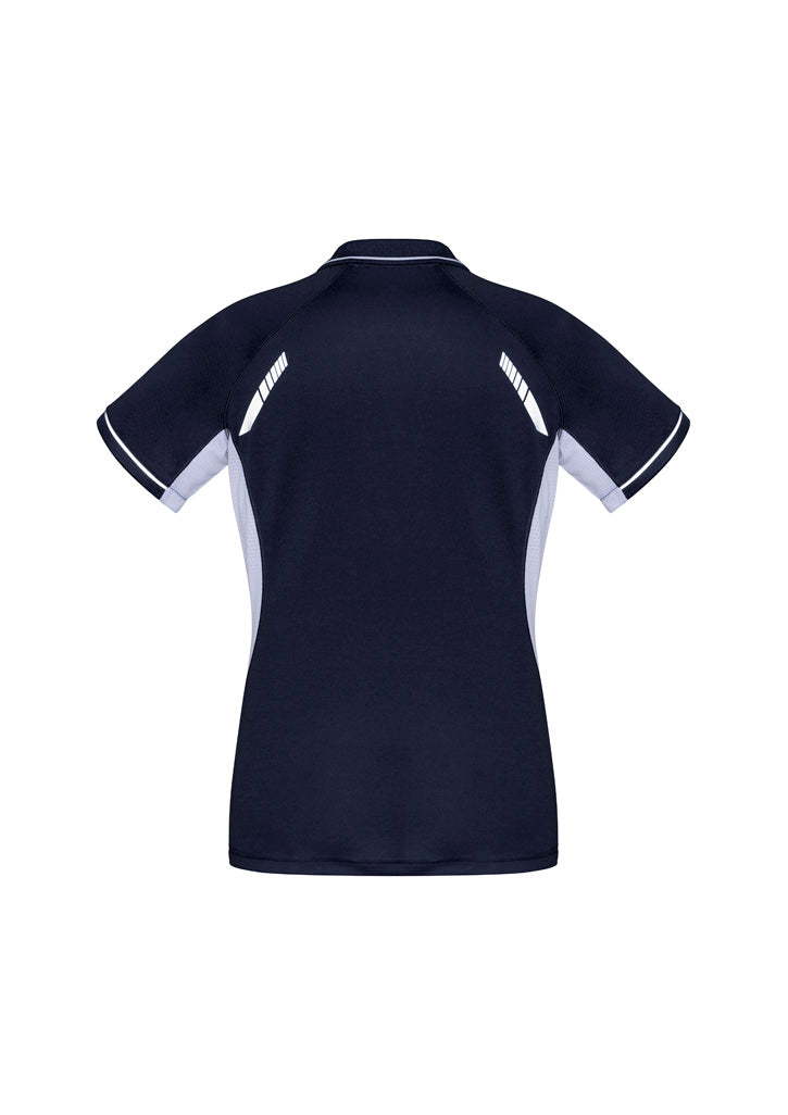 Renegade Womens Short Sleeve Polo Navy/White/Silver back view