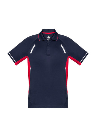 Renegade Mens Short Sleeve Polo Navy/Red/Silver front view
