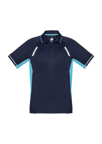 Renegade Mens Short Sleeve Polo Navy/Sky/Silver front view