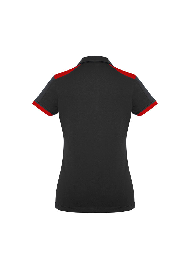 Rival Womens Short Sleeve Polo Black/Red back view