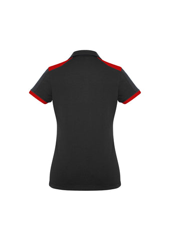 Rival Womens Short Sleeve Polo Black/Red back view