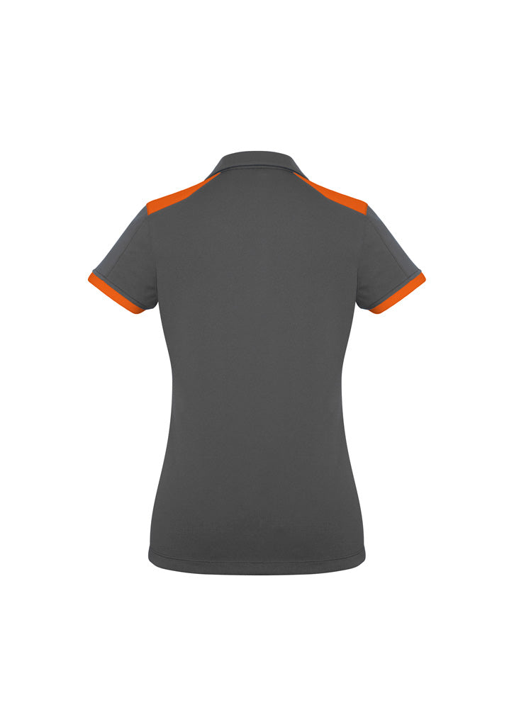 Rival Womens Short Sleeve Polo Grey/Orange back view
