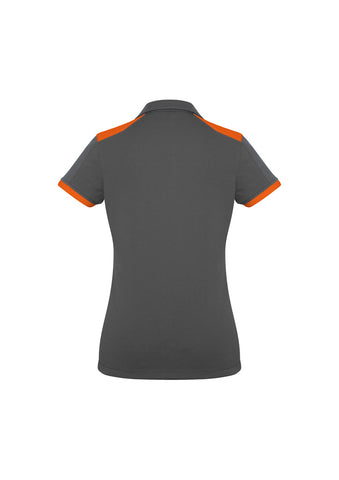 Rival Womens Short Sleeve Polo Grey/Orange back view