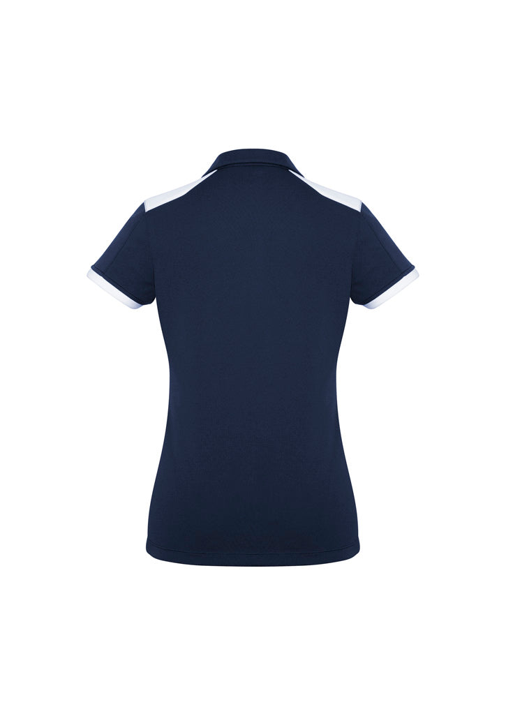 Rival Womens Short Sleeve Polo Navy/White back view