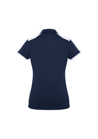 Rival Womens Short Sleeve Polo Navy/White back view