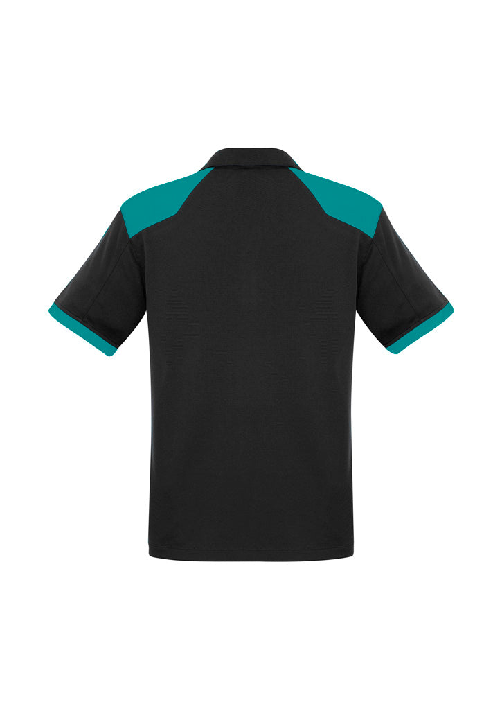 Rival Mens Short Sleeve Polo Black/Teal back view