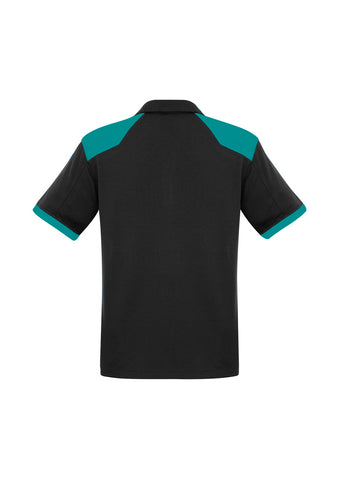 Rival Mens Short Sleeve Polo Black/Teal back view
