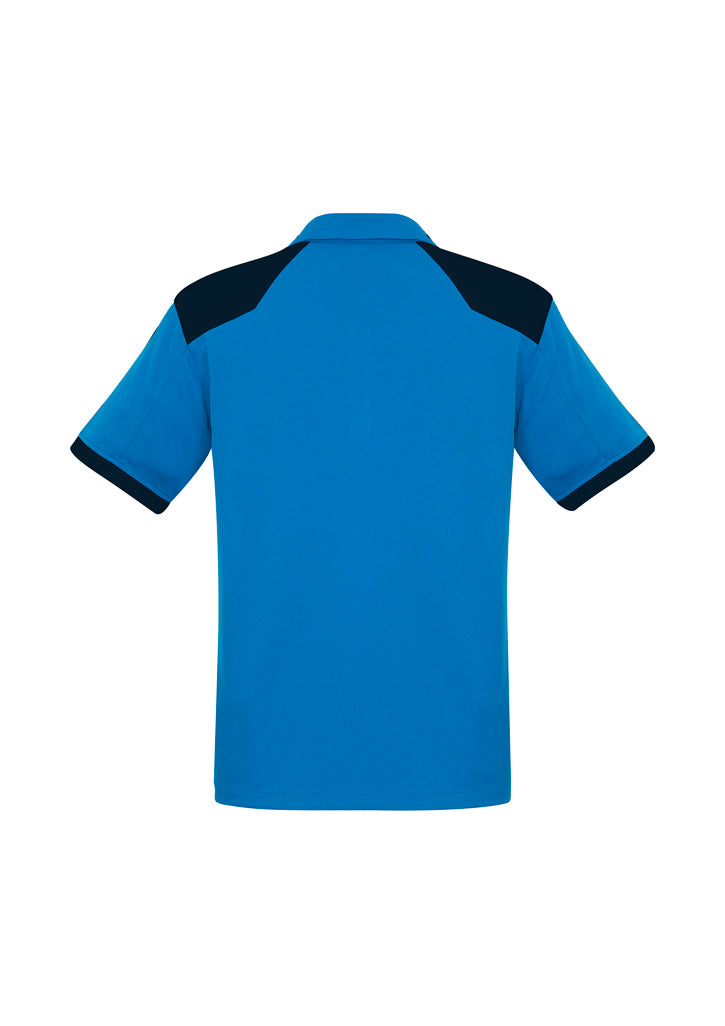 Rival Mens Short Sleeve Polo Cyan/Navy back view