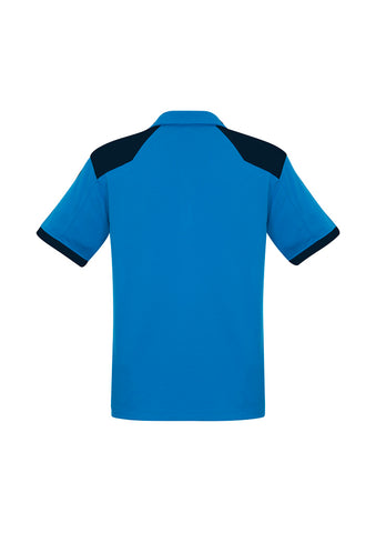 Rival Mens Short Sleeve Polo Cyan/Navy back view