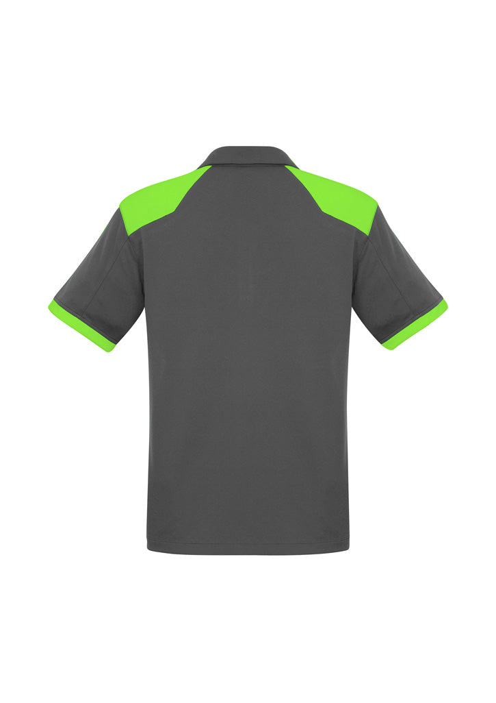 Rival Mens Short Sleeve Polo Grey/Fluoro Lime back view