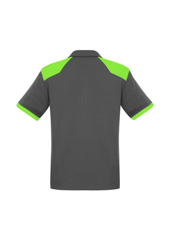 Rival Mens Short Sleeve Polo Grey/Fluoro Lime back view