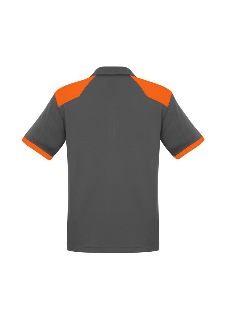 Rival Mens Short Sleeve Polo Grey/Orange back view