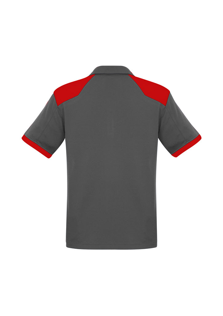 Rival Mens Short Sleeve Polo Grey/Red back view