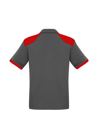 Rival Mens Short Sleeve Polo Grey/Red back view