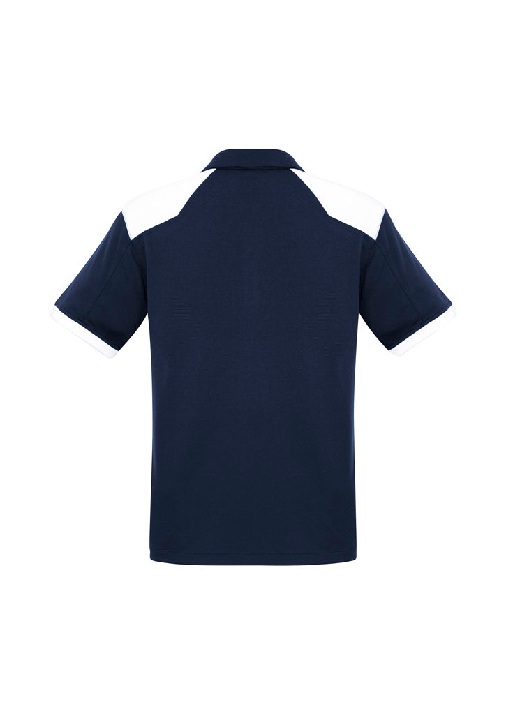 Rival Mens Short Sleeve Polo Navy/White back view