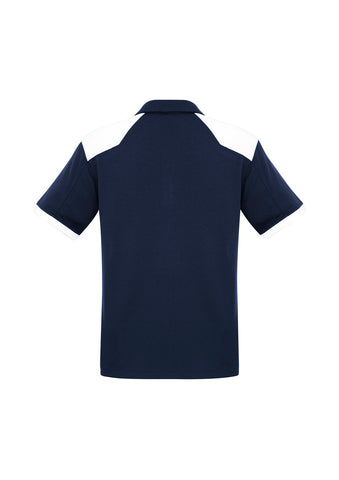 Rival Mens Short Sleeve Polo Navy/White back view