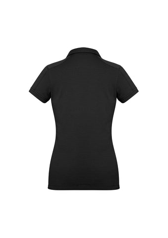 Profile Womens Short Sleeve Polo Black back view