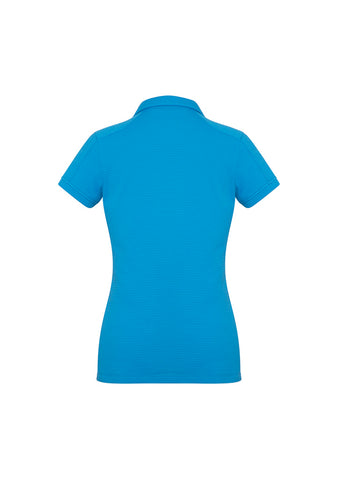 Profile Womens Short Sleeve Polo Cyan back view