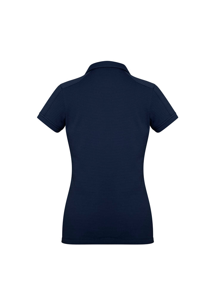 Profile Womens Short Sleeve Polo Navy back view