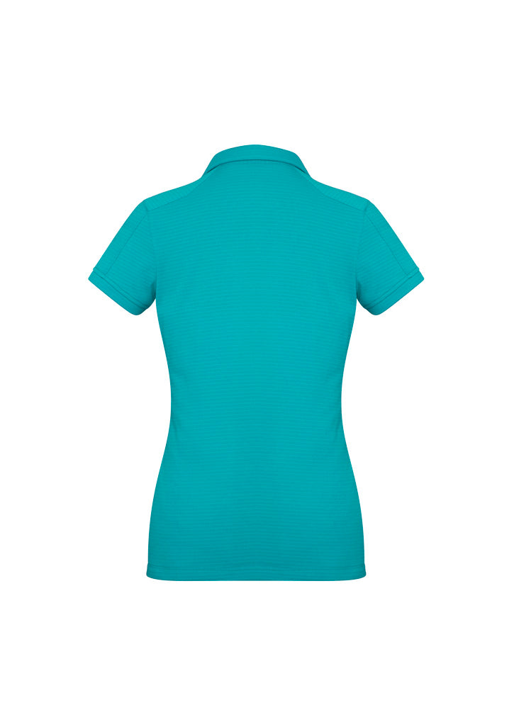 Profile Womens Short Sleeve Polo Teal back view