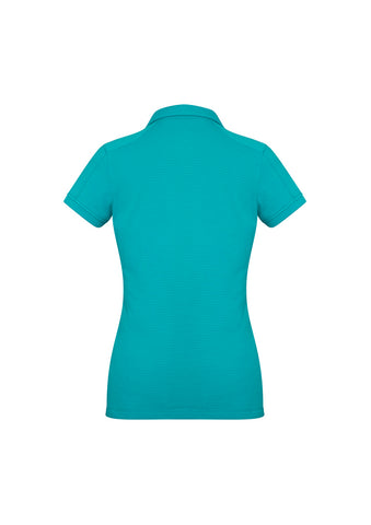 Profile Womens Short Sleeve Polo Teal back view