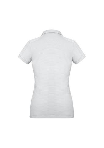 Profile Womens Short Sleeve Polo White back view