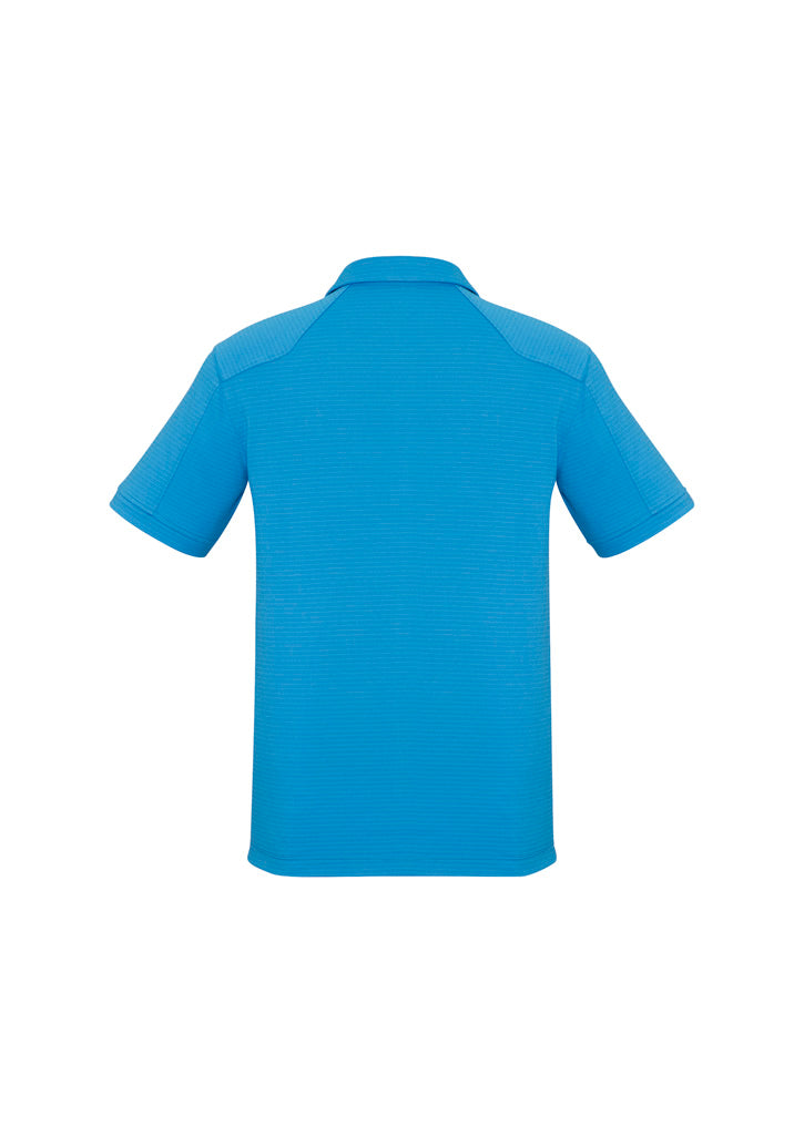 Profile Mens Short Sleeve Polo Cyan back view