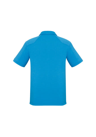 Profile Mens Short Sleeve Polo Cyan back view