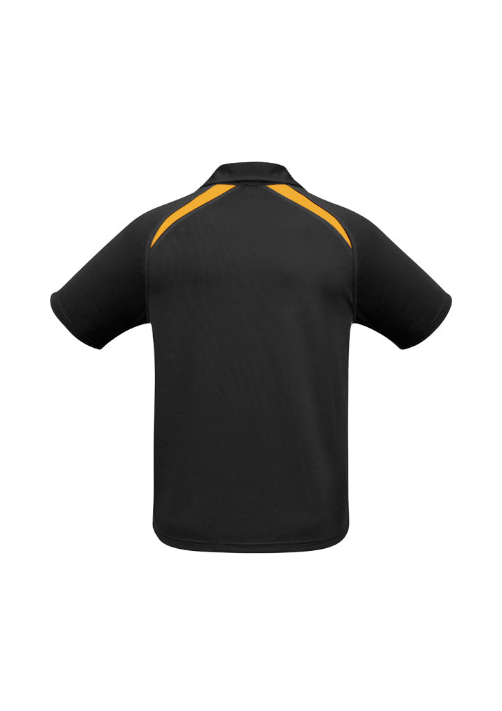 Splice Mens Short Sleeve Polo Black/Gold back view