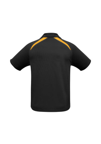 Splice Mens Short Sleeve Polo Black/Gold back view