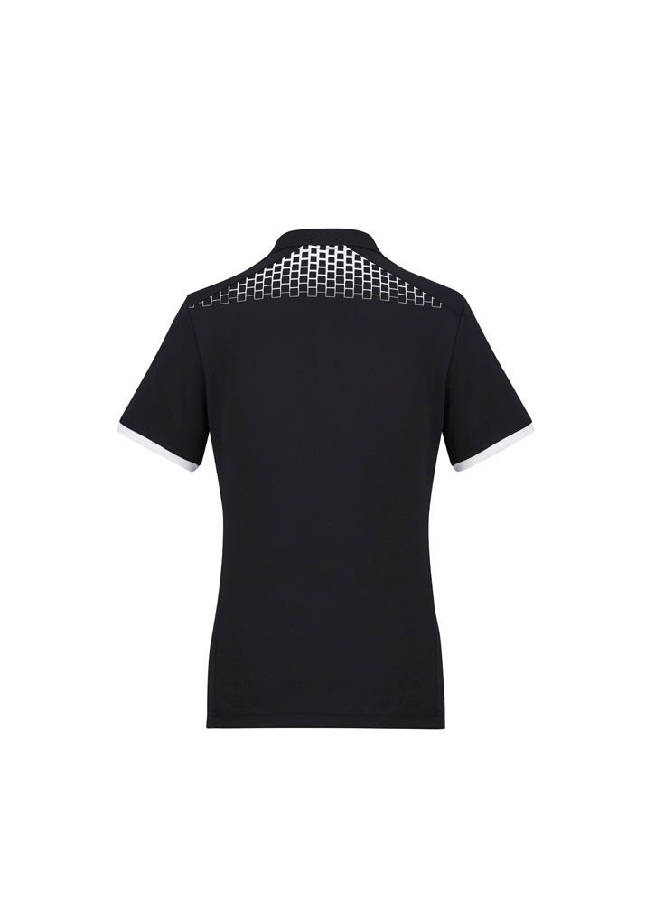 Galaxy Womens Short Sleeve Polo Black/White back view