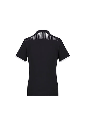 Galaxy Womens Short Sleeve Polo Black/White back view