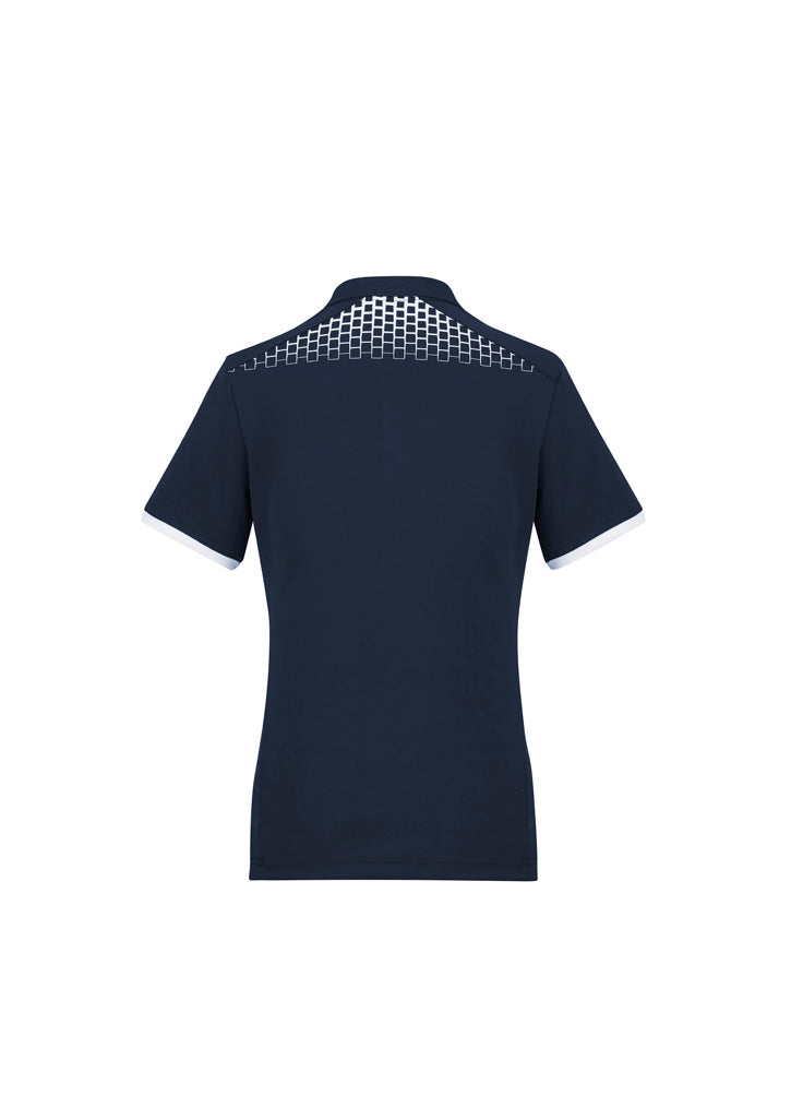 Galaxy Womens Short Sleeve Polo Navy/White back view