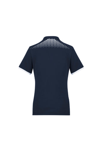 Galaxy Womens Short Sleeve Polo Navy/White back view