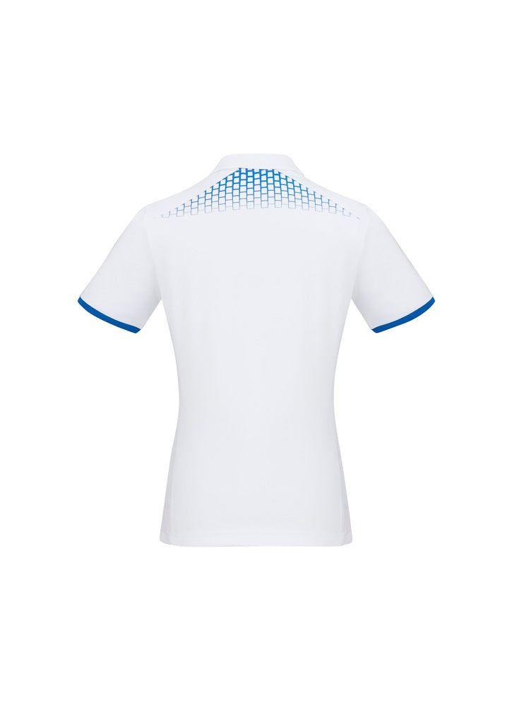 Galaxy Womens Short Sleeve Polo White/Royal back view