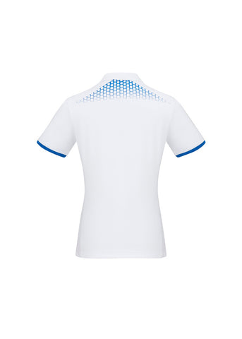 Galaxy Womens Short Sleeve Polo White/Royal back view