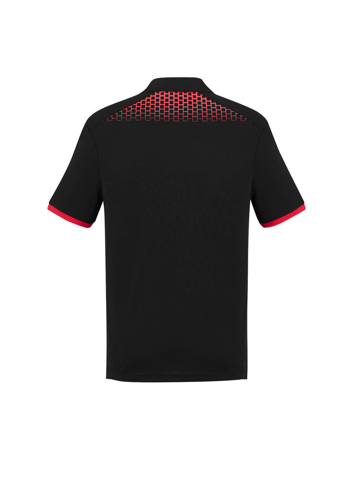 Galaxy Mens Short Sleeve Polo Black/Red back view