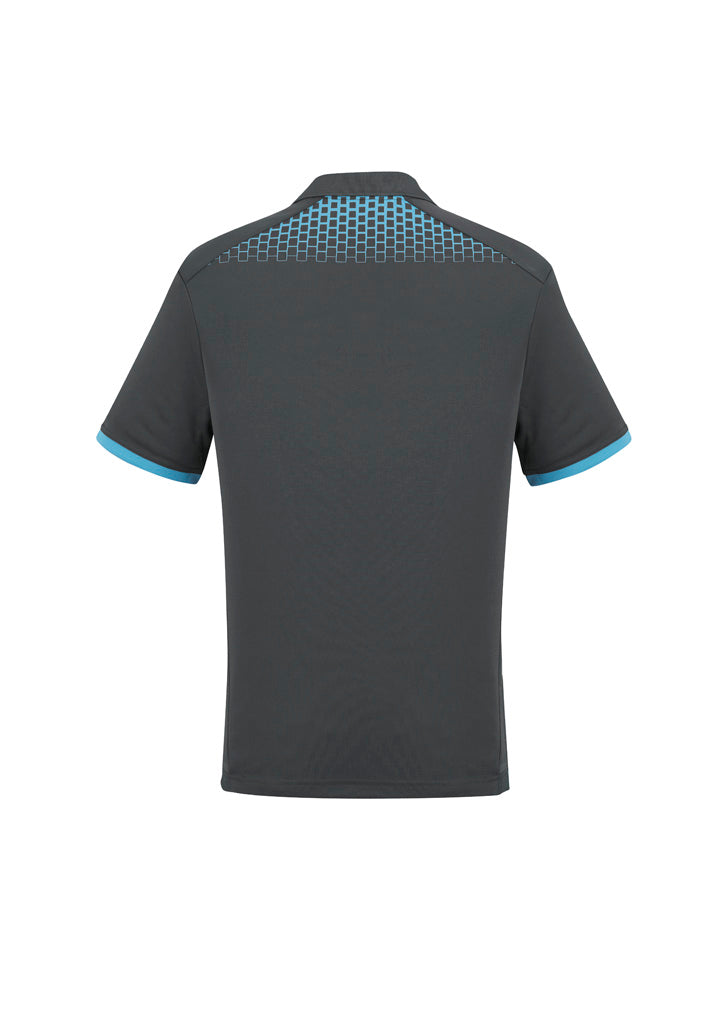 Galaxy Mens Short Sleeve Polo Grey/Cyan back view