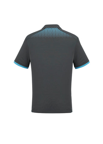 Galaxy Mens Short Sleeve Polo Grey/Cyan back view
