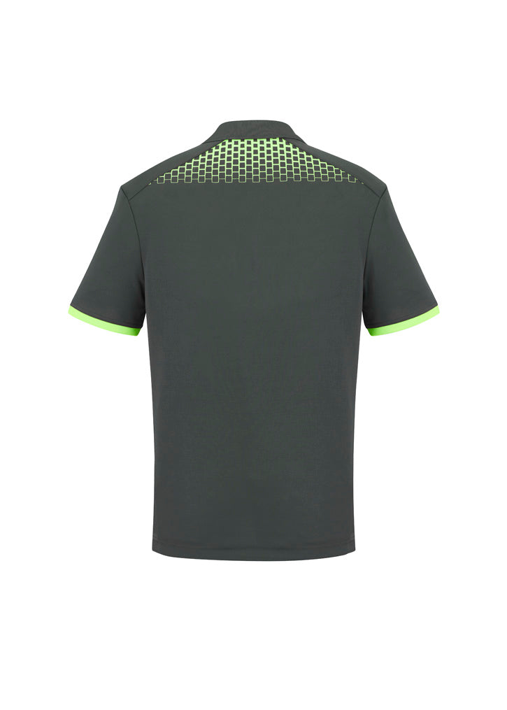 Galaxy Mens Short Sleeve Polo Grey/Fluoro Lime back view