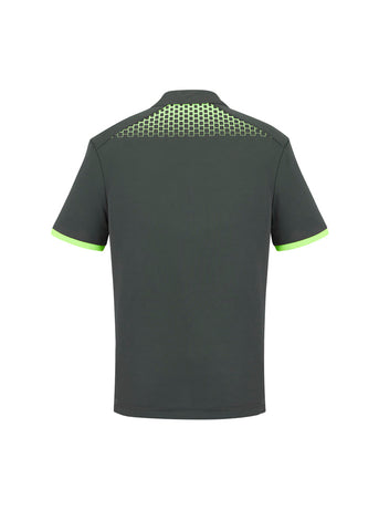 Galaxy Mens Short Sleeve Polo Grey/Fluoro Lime back view