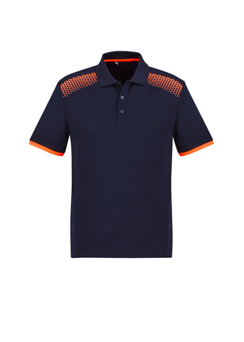 Galaxy Mens Short Sleeve Polo Navy/Fluoro Orange front view
