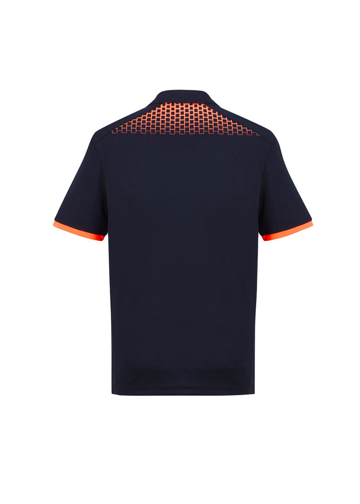 Galaxy Mens Short Sleeve Polo Navy/Fluoro Orange back view