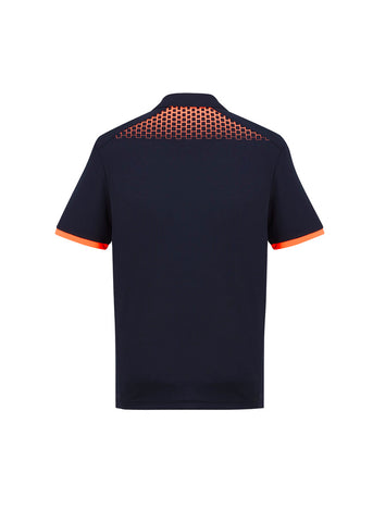 Galaxy Mens Short Sleeve Polo Navy/Fluoro Orange back view