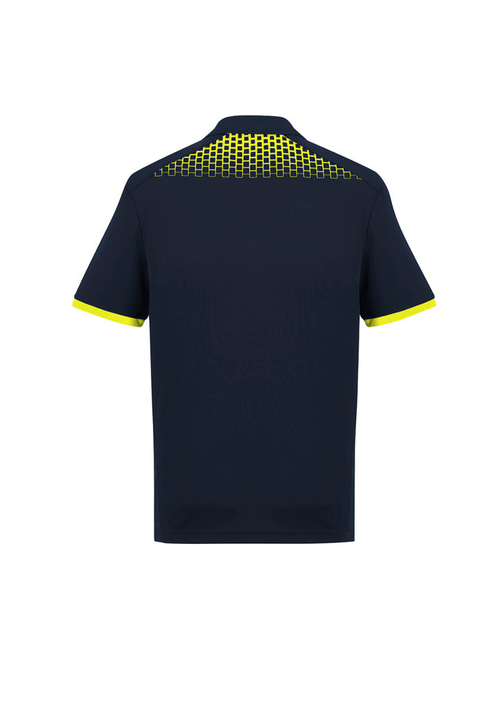 Galaxy Mens Short Sleeve Polo Navy/Fluoro Yellow back view