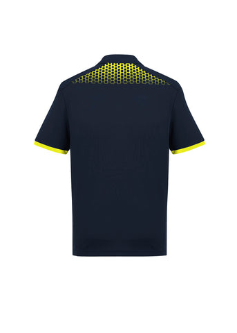 Galaxy Mens Short Sleeve Polo Navy/Fluoro Yellow back view
