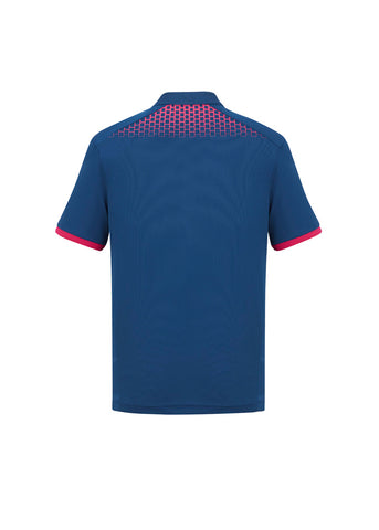Galaxy Mens Short Sleeve Polo Steel Blue/Magenta back view