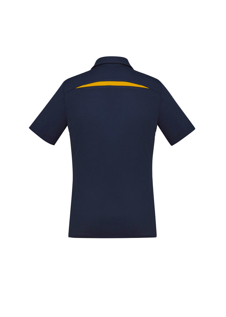 Sonar Womens Short Sleeve Polo Navy/Gold back view