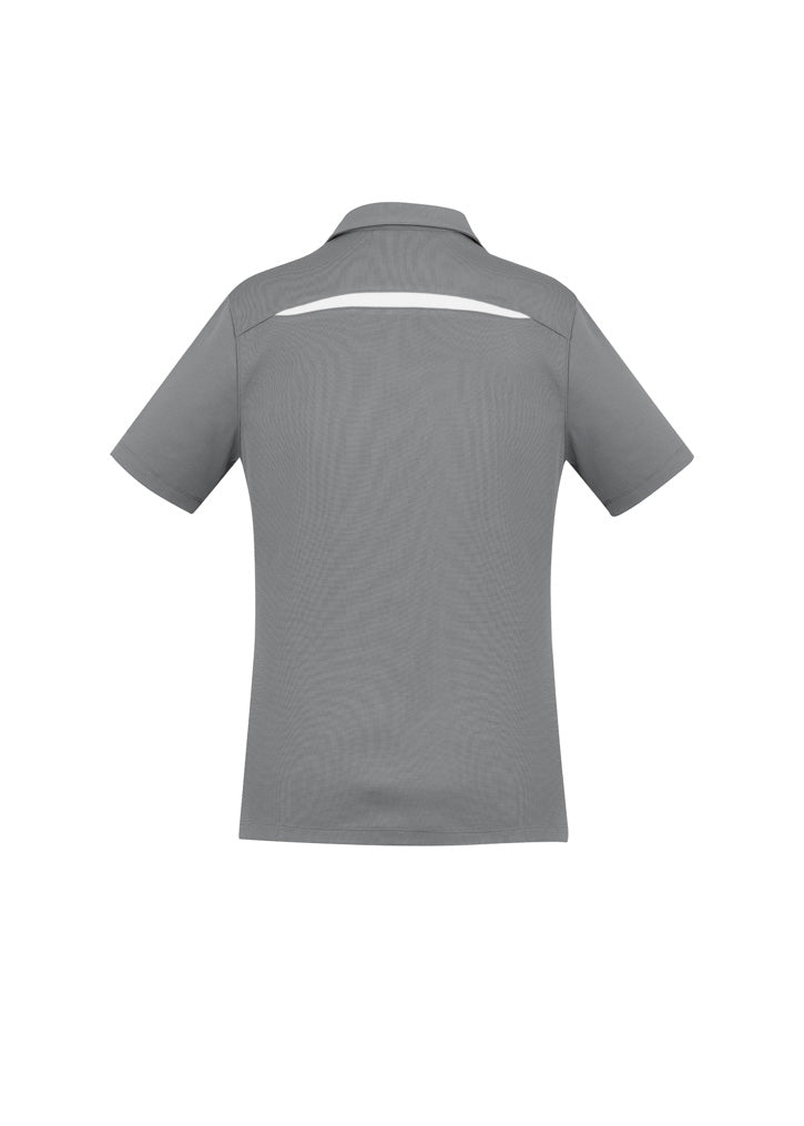 Sonar Womens Short Sleeve Polo Silver/White back view
